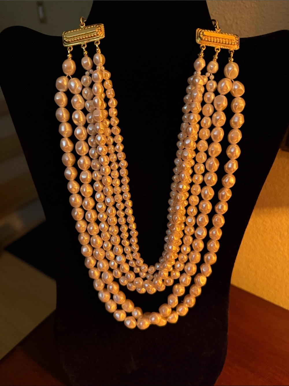 Carlee Gold and Ivory Layered Pearl Statement Necklace